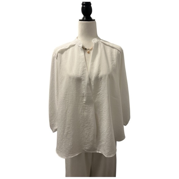 Soft Linen White Blouse and Pants Coords - Picture 3 of 4
